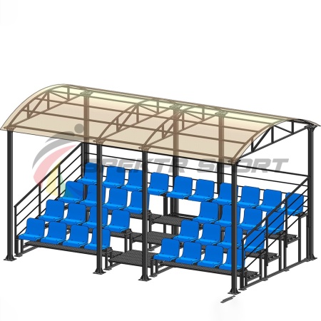 Купить Трибуна для зрителей 4 ряда на 34 места с навесом и перилами в Ермолине 